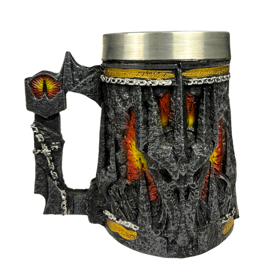 Caneca Senhor dos Anéis | Olho de Sauron 3D | Interior Aço Inox | Medieval | Presente Único