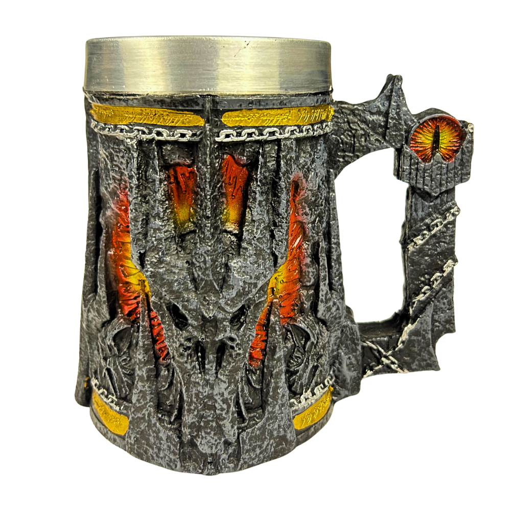 Caneca Senhor dos Anéis | Olho de Sauron 3D | Interior Aço Inox | Medieval | Presente Único