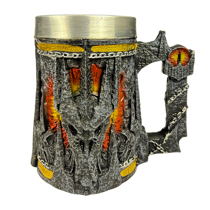 Caneca Senhor dos Anéis | Olho de Sauron 3D | Interior Aço Inox | Medieval | Presente Único
