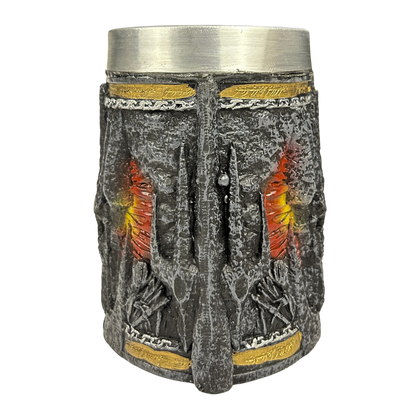 Caneca Senhor dos Anéis | Olho de Sauron 3D | Interior Aço Inox | Medieval | Presente Único