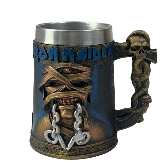 Caneca Iron Maiden Powerslave | Eddie Farão Egípcio | Alça Caveira | 500ml | Aço Inox