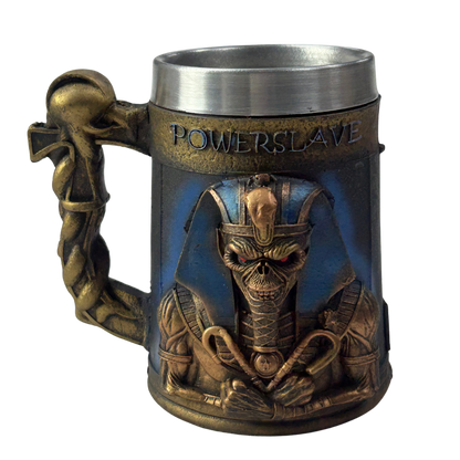 Caneca Iron Maiden Powerslave | Eddie Farão Egípcio | Alça Caveira | 500ml | Aço Inox