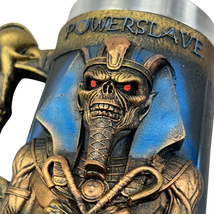 Caneca Iron Maiden Powerslave | Eddie Farão Egípcio | Alça Caveira | 500ml | Aço Inox