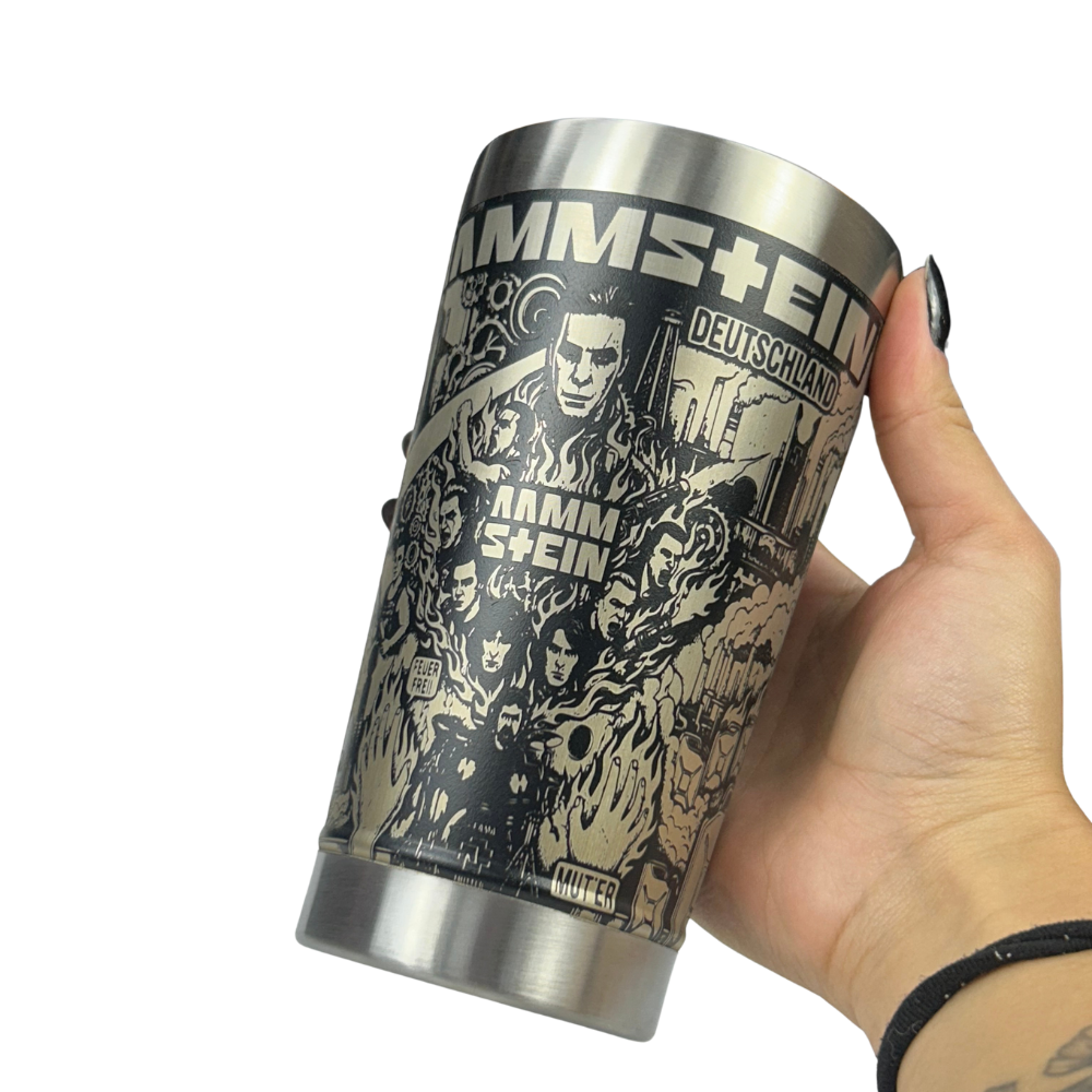 Copo Térmico Rammstein | Gravação a Laser 360° Permanente | 475ml | Presente para Fãs de Metal