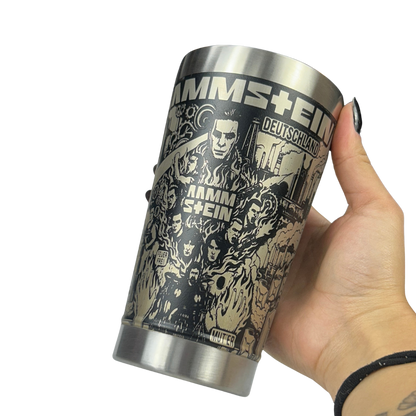 Copo Térmico Rammstein | Gravação a Laser 360° Permanente | 475ml | Presente para Fãs de Metal