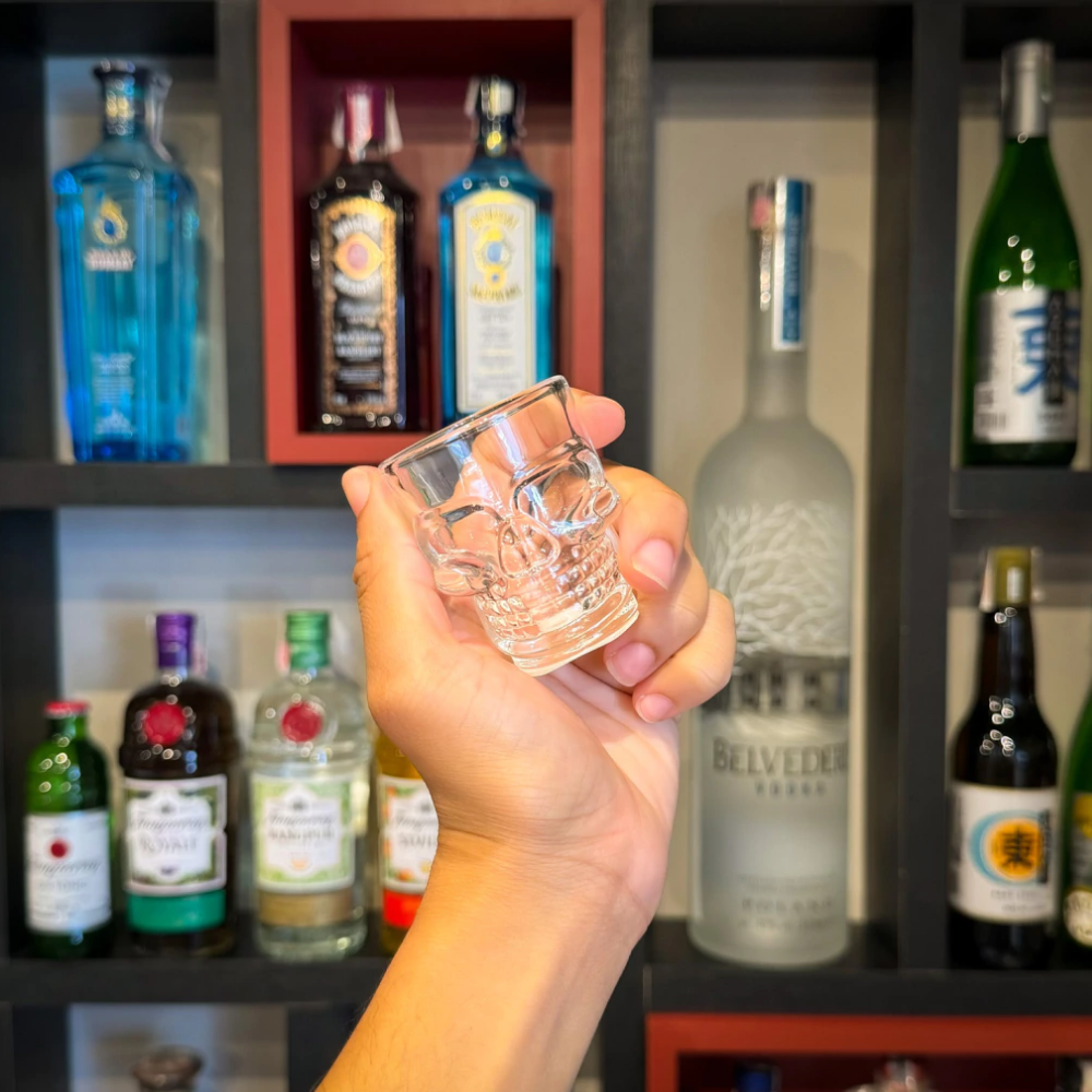 Kit 6 Mini Copos Dose Caveira de Vidro | Shot Glass 50ml | Presente para Apreciadores