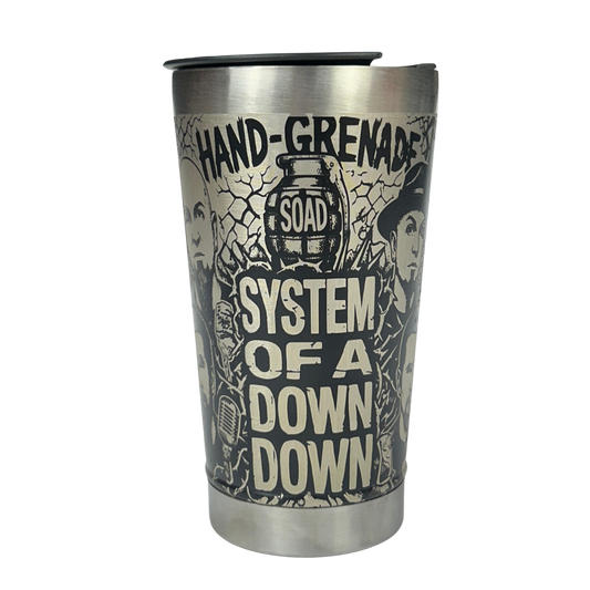Copo Térmico System of a Down | Gravação a Laser 360° Permanente | 475ml | Presente para Fãs de Metal