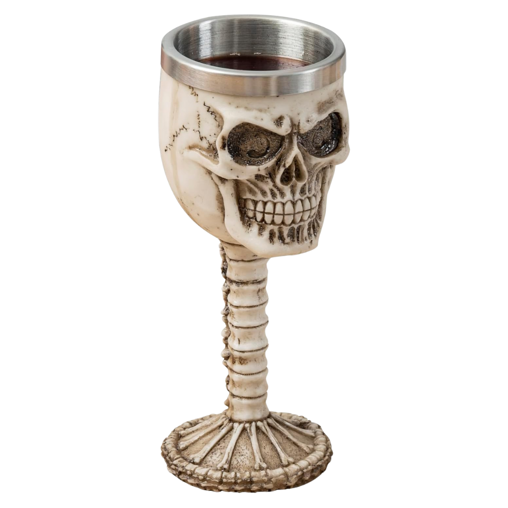 Taça Caveira Gótica | Cálice de Aço Inoxidável | 19cm | Design Medieval | Presente Único