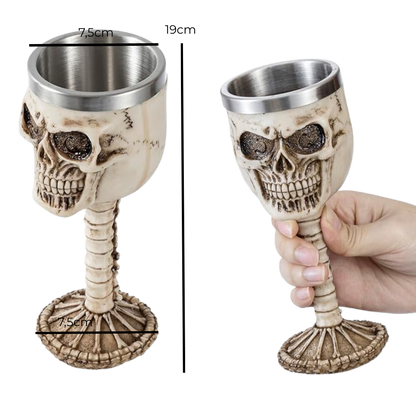 Taça Caveira Gótica | Cálice de Aço Inoxidável | 19cm | Design Medieval | Presente Único